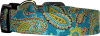 Teal Paisley Handmade Dog Collar